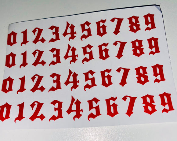 Old English Number Stickers