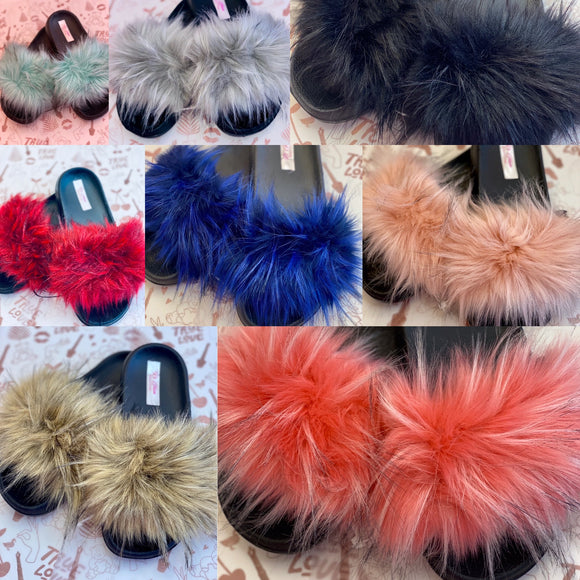 Faux Fur Fluffy Sliders